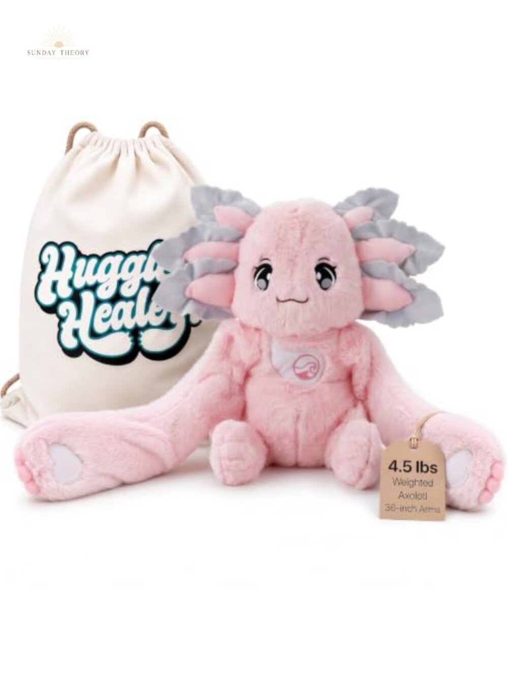 Weighted Axolotl Stuffed Animal Plush 4.5lb 36in Hugging Arms